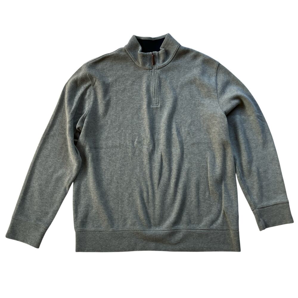 Lands’ End Soft Brush Zip Neck Sweater Size XL Men's Gray Minimalist Preppy